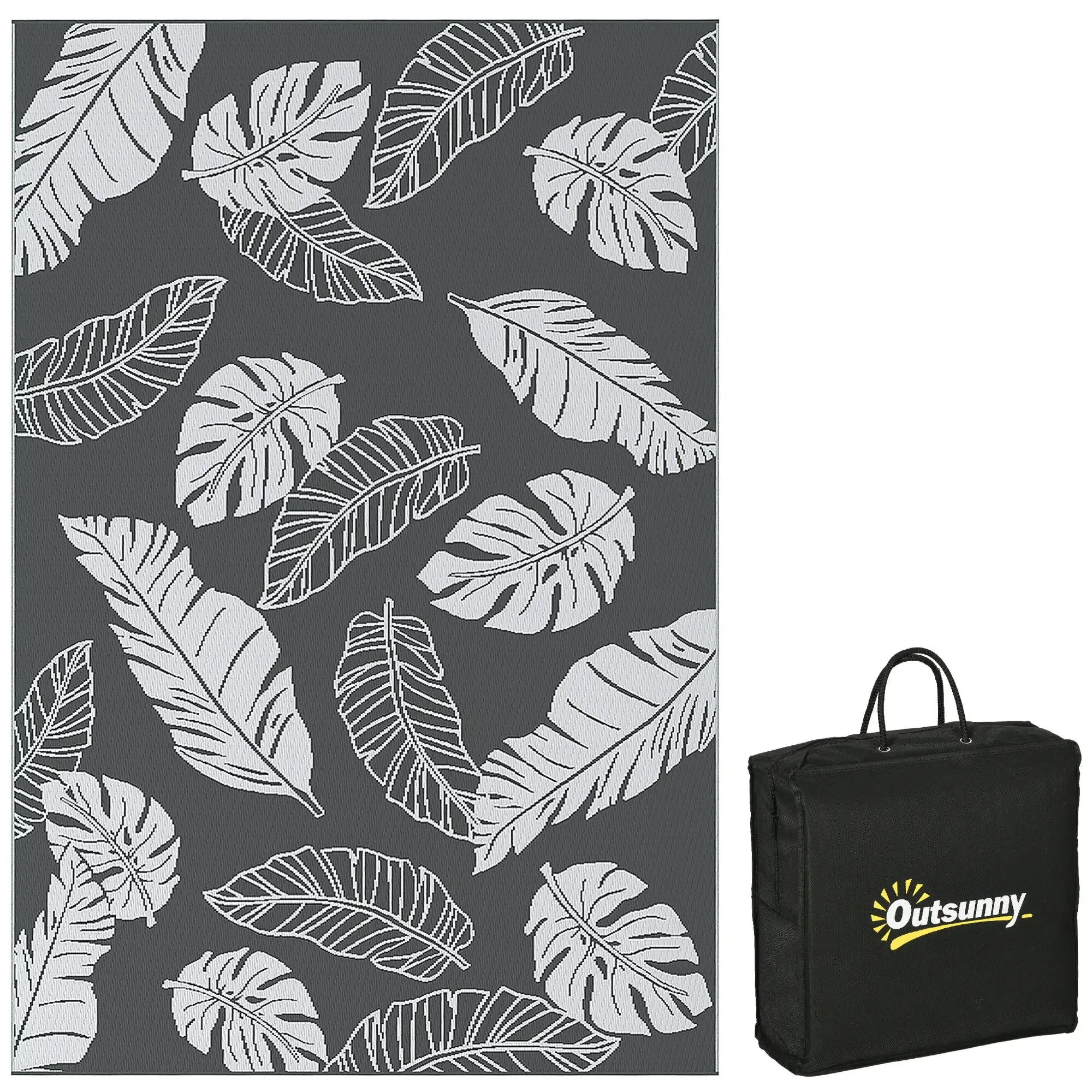 Reversible Outdoor RV Rug, Patio Mat, 6' x 9', Grey and White Garden Decor at Gallery Canada