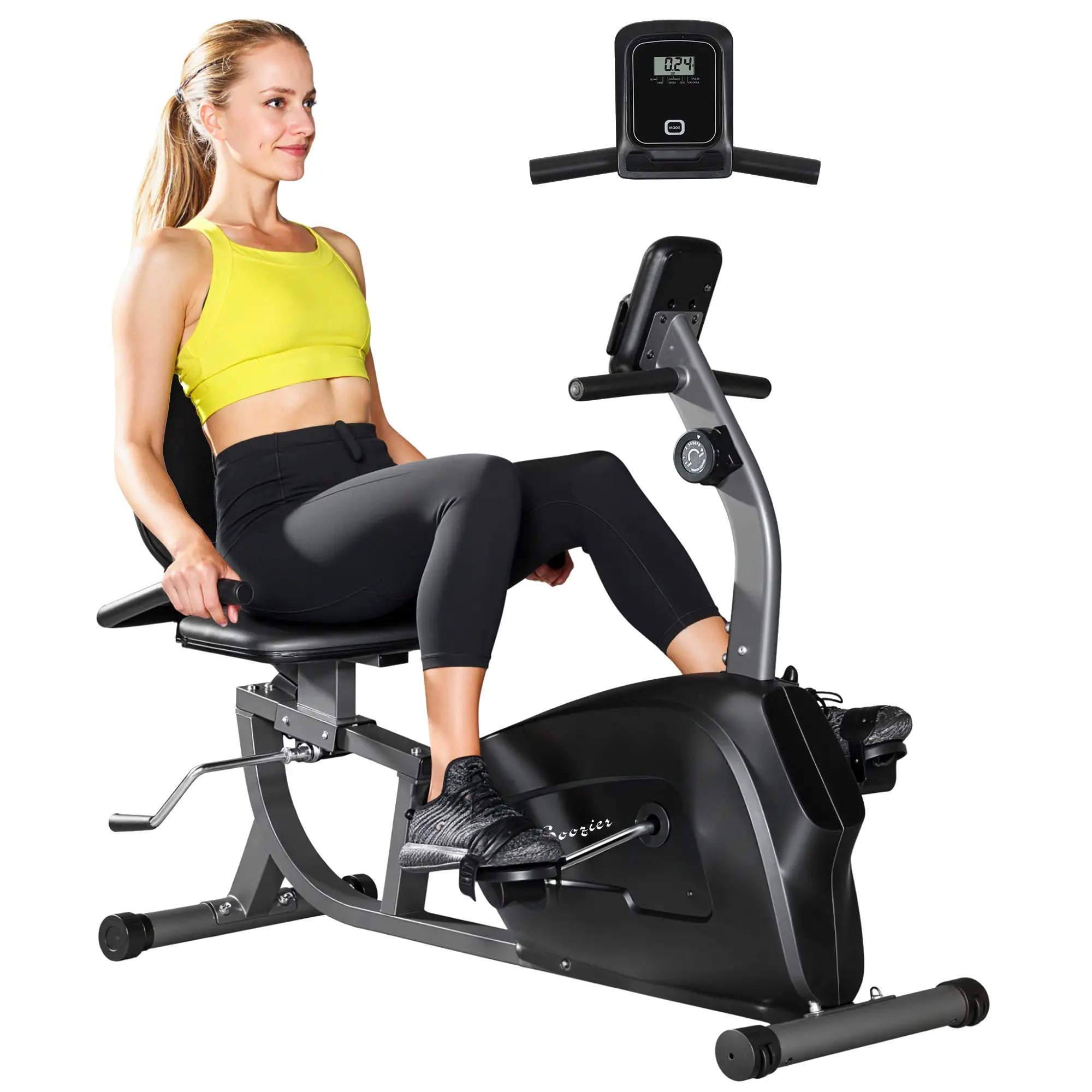 Recumbent Exercise Bike, 8-Level Magnetic Resistance, LCD Monitor, Heart Rate Handle, Adjustable Seat Exercise & Stationary Bikes at Gallery Canada