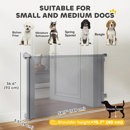 Retractable Dog Gate, 36.6" Tall, 55" Wide, Mesh Pet Gate for Stairs Pet Gates at Gallery Canada