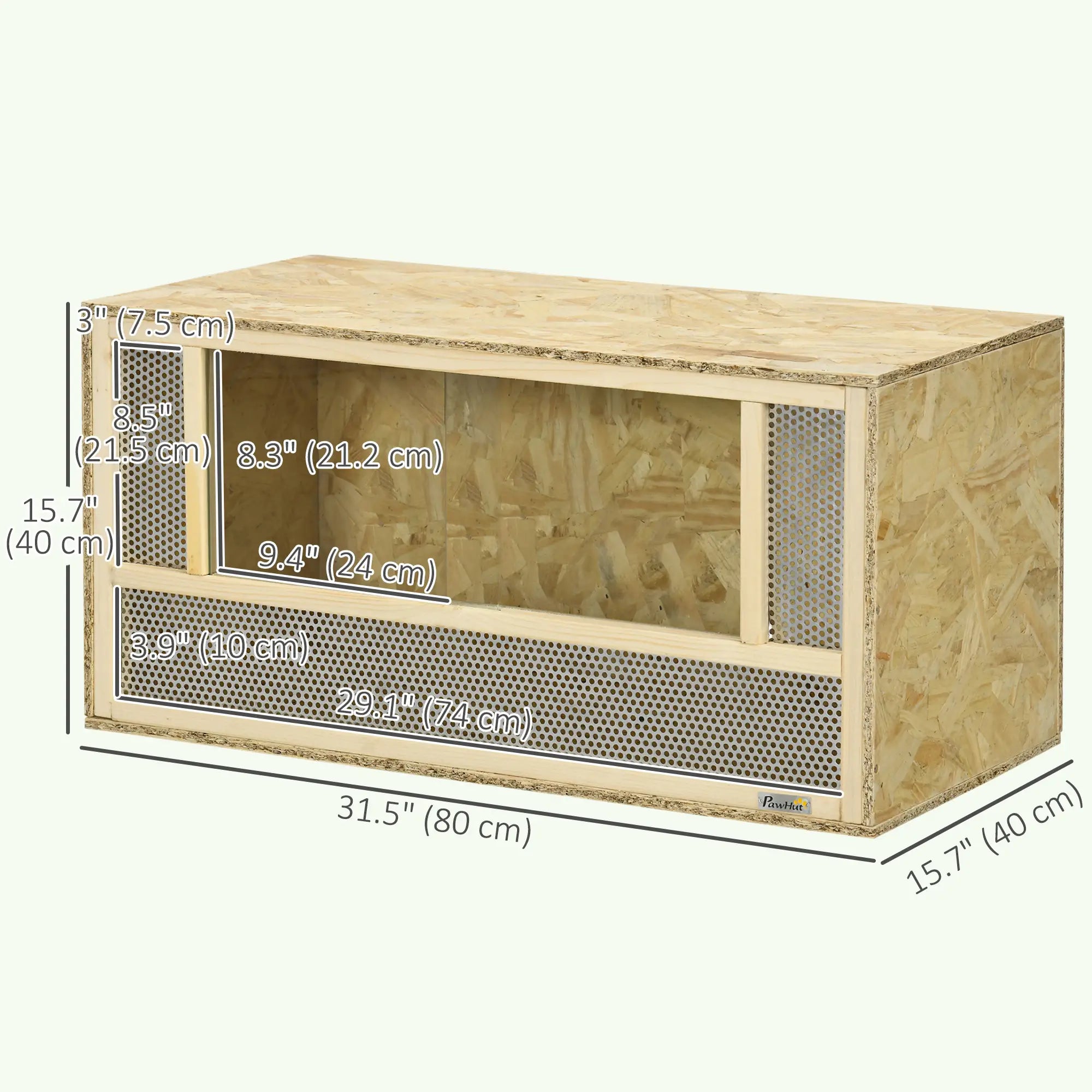 Wooden Reptile Terrarium, Sliding Door, 31.5