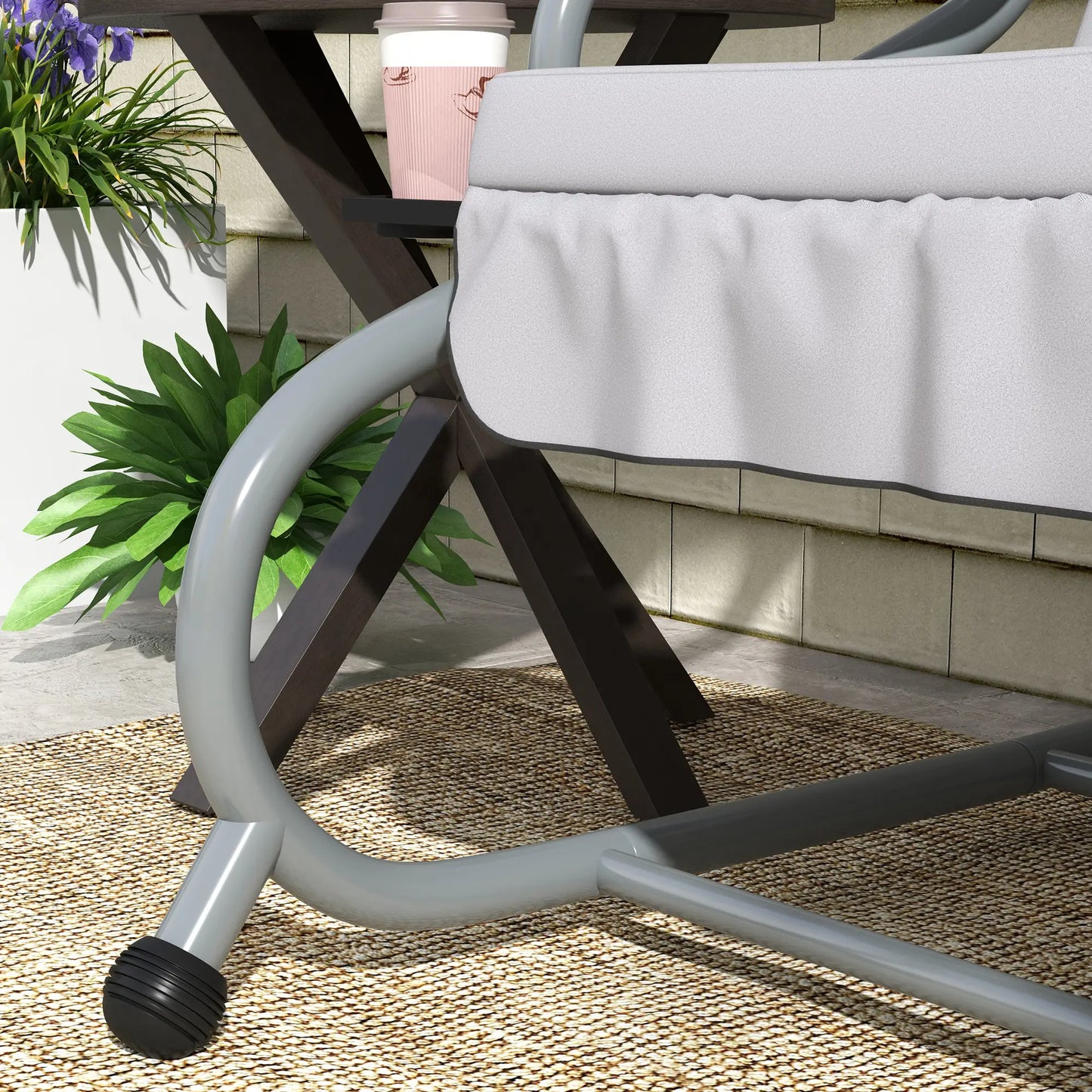 3-Seater Patio Swing Chair, Adjustable Canopy, 2 Pillows, Light Grey Porch Swings with Canopy at Gallery Canada