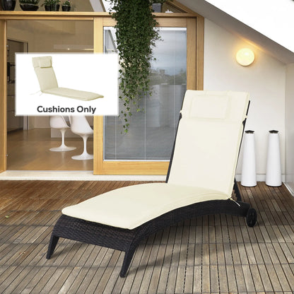 Lounger Chair Cushion, Thick Padded with Headrest, Cream White Patio Chair Cushions at Gallery Canada