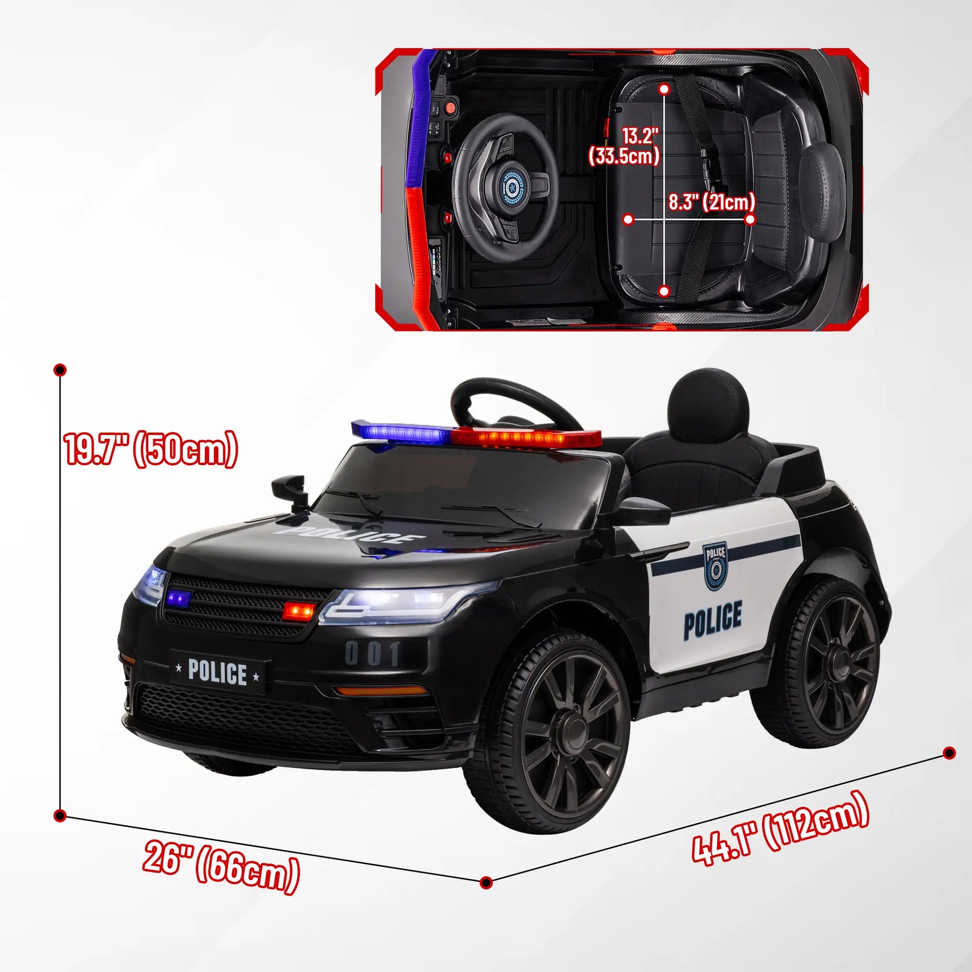 12V Kids Electric Police Car, Remote Control, Black Electric Toy Cars at Gallery Canada