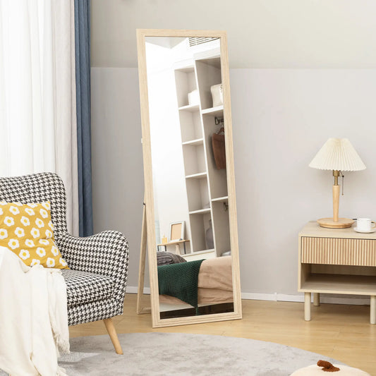 64" x 21" Full Length Mirror, Standing, Wall Mounted, Leaning, Bedroom, Living Room, Beige Full Length Mirrors Beige at Gallery Canada