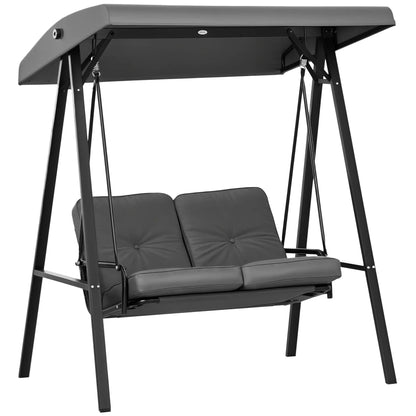 2-Seater Outdoor Swing with Canopy, Patio Chair, Dark Grey Patio Swings with Stand at Gallery Canada