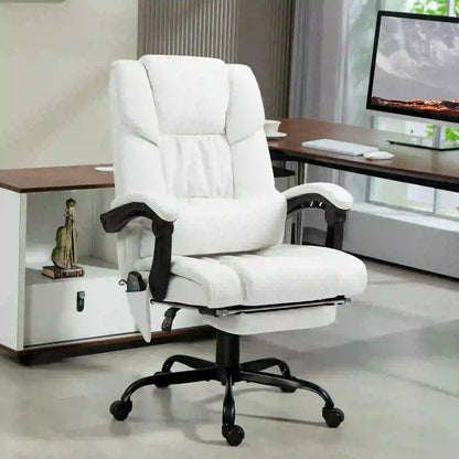 6-Point Vibration Massage Chair, Adjustable Height, Reclining, White Massage Chairs at Gallery Canada