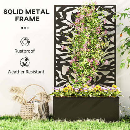 Raised Garden Bed With Trellis, 24" x 9.1" x 44.5", Black Galvanized Planter Boxes at Gallery Canada