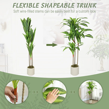 4FT Dracaena Artificial Plant, Bendable Trunks, Green Artificial Trees at Gallery Canada