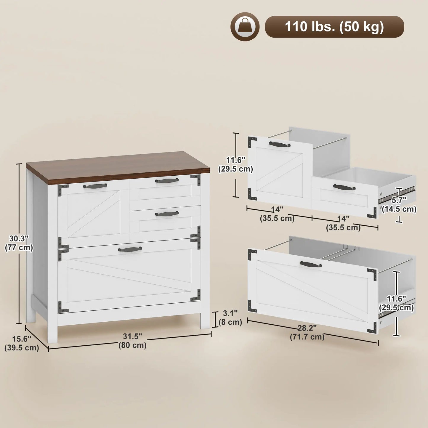Lateral Filing Cabinet, 4 Drawers, Fits Letter/A4/Legal Files, White Office Cabinets & Cupboards at Gallery Canada