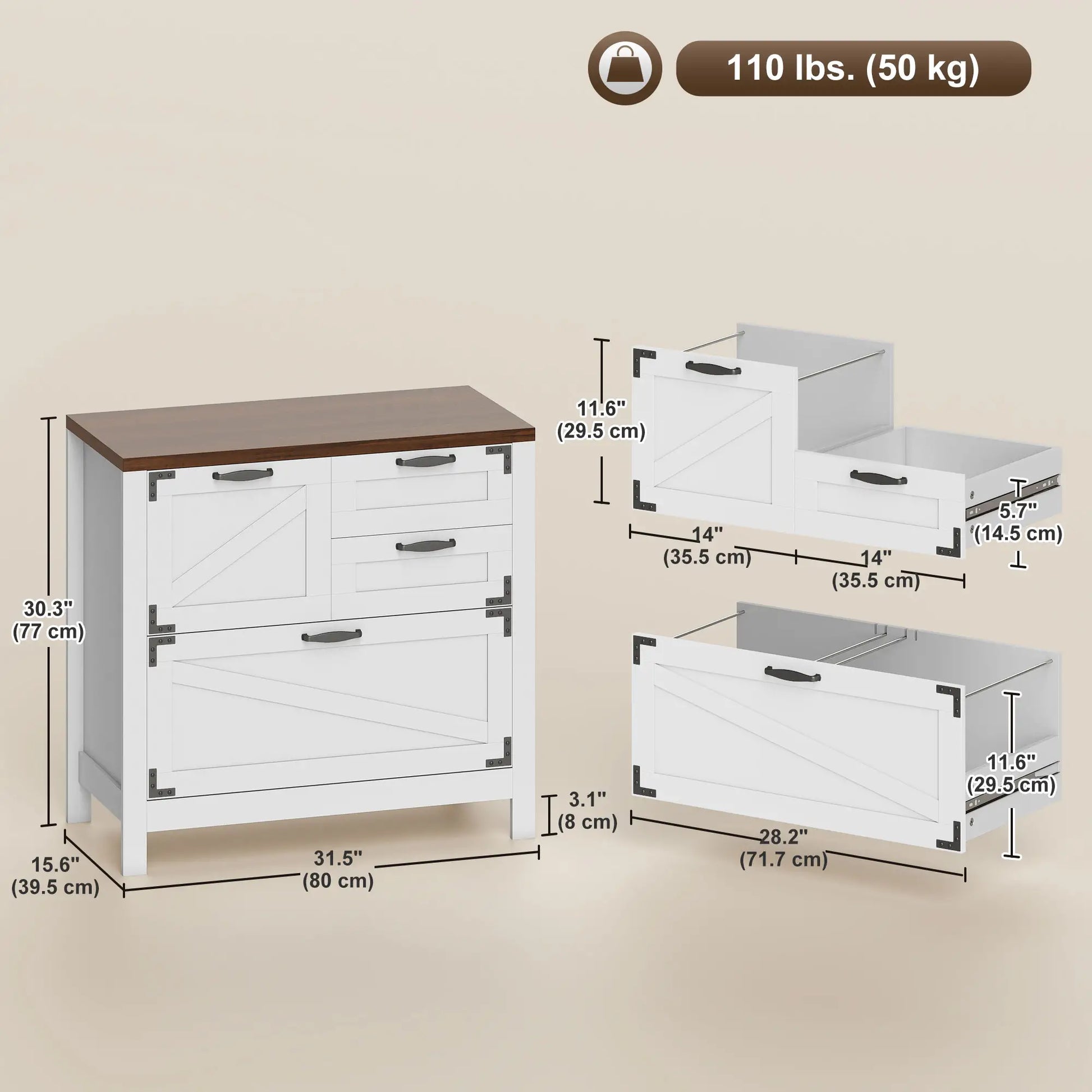 Lateral Filing Cabinet, 4 Drawers, Fits Letter/A4/Legal Files, White Office Cabinets & Cupboards at Gallery Canada
