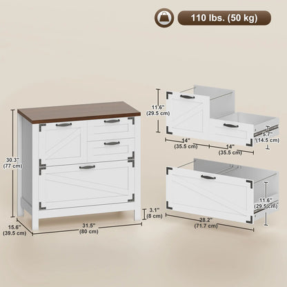 Lateral Filing Cabinet, 4 Drawers, Fits Letter/A4/Legal Files, White Office Cabinets & Cupboards at Gallery Canada