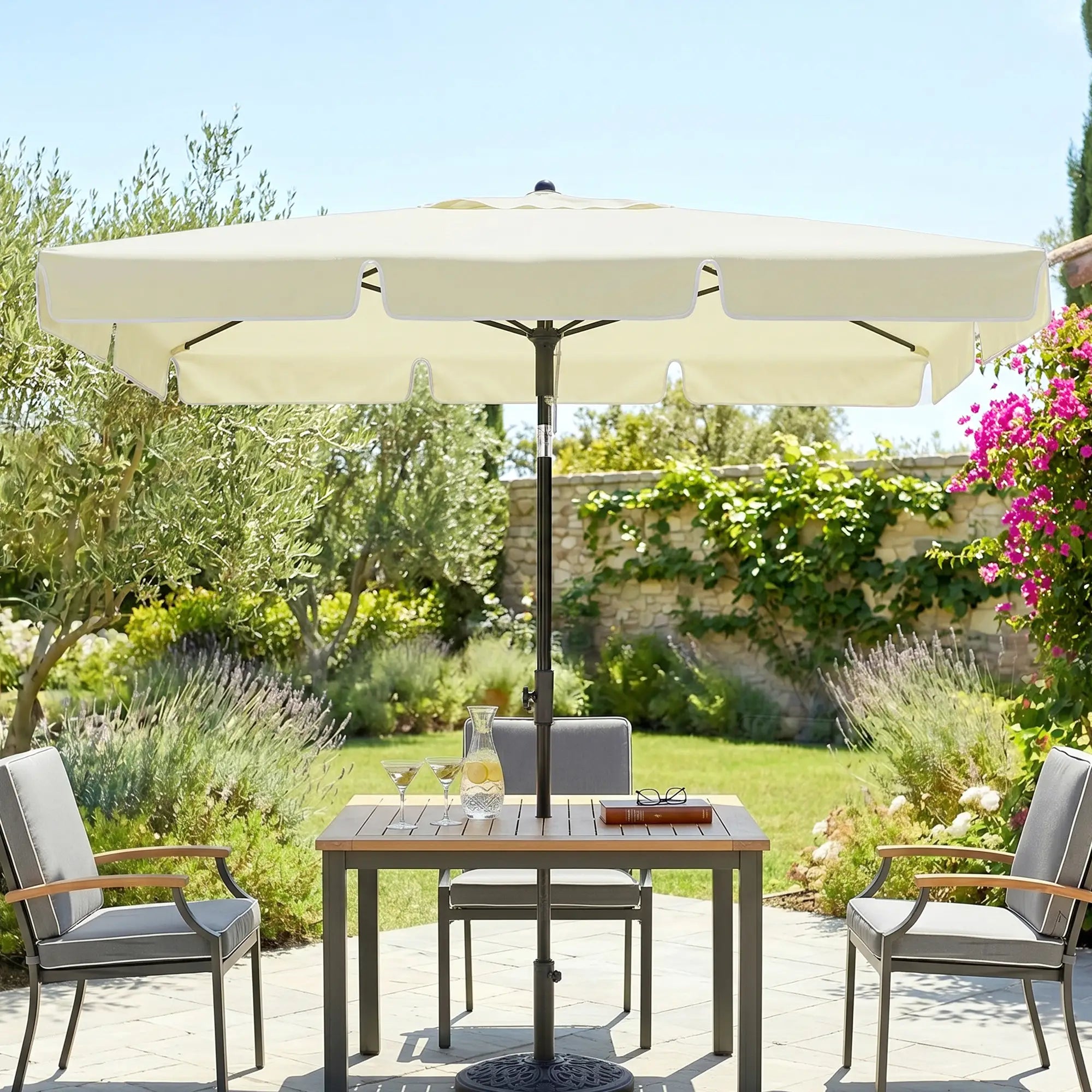 6.5x4ft Rectangle Aluminum Tilt Patio Umbrella, Cream White Sun Umbrellas at Gallery Canada