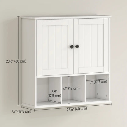 Farmhouse Wall Mounted Medicine Cabinet, Adjustable Shelf, White Wall Mounted Cabinets at Gallery Canada