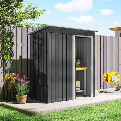 5x3 FT Outdoor Storage Shed, Sliding Door, Sloped Roof, Steel Frame, Black Sheds at Gallery Canada