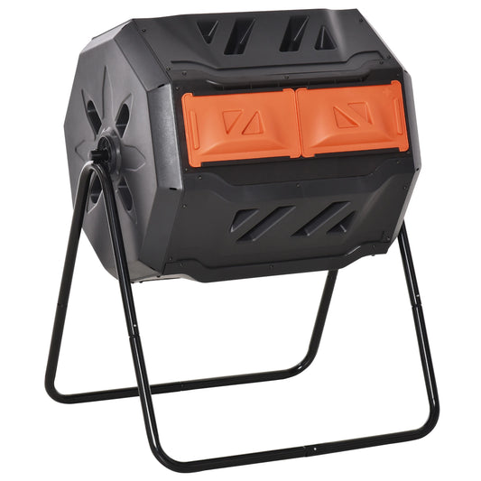 Dual Chamber Compost Bin, 43 Gallon, 360° Rotating, Orange Outdoor Compost Bin Orange at Gallery Canada