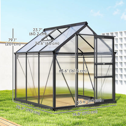 Greenhouse Kit, PC Board with Sliding Door, 6.2' x 6.3' x 6.6', Grey Walk In Greenhouses at Gallery Canada