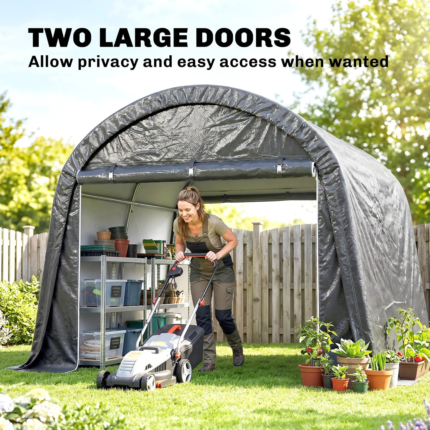 10' x 10' Outdoor Storage Tent, Heavy Duty Waterproof Shed for Bike, Motorcycle, Garden Tools Sheds at Gallery Canada