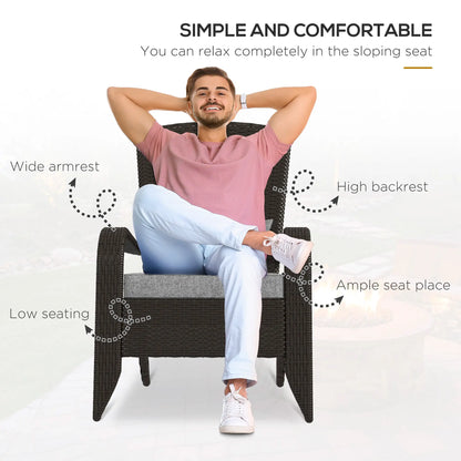 Outdoor Wicker Adirondack Chair, Rattan Muskoka Chair with Cushions, Grey Patio Chairs at Gallery Canada