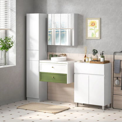 Tall Narrow Bathroom Cabinet with Doors, Drawer, Adjustable Shelves, High Gloss, White Bathroom Cabinets at Gallery Canada