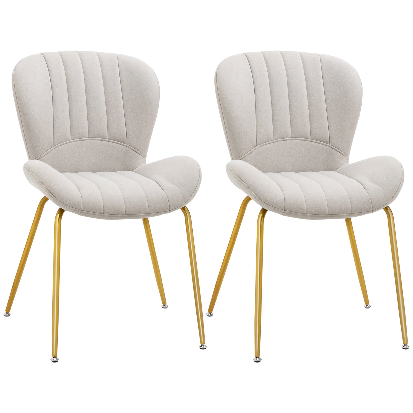 Modern Dining Chairs Set of 2, Cushioned Backrest, Cream White Bar Stools Cream White, Gold at Gallery Canada