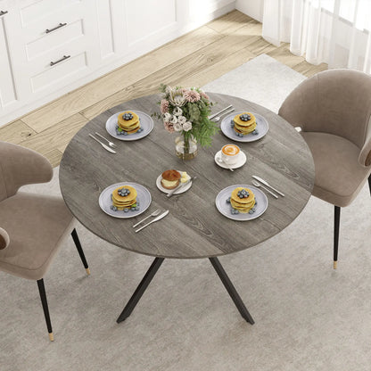 47" Round Kitchen Table for 4, Industrial Dining Table, Wood Grain, Black, Grey Dining Tables at Gallery Canada