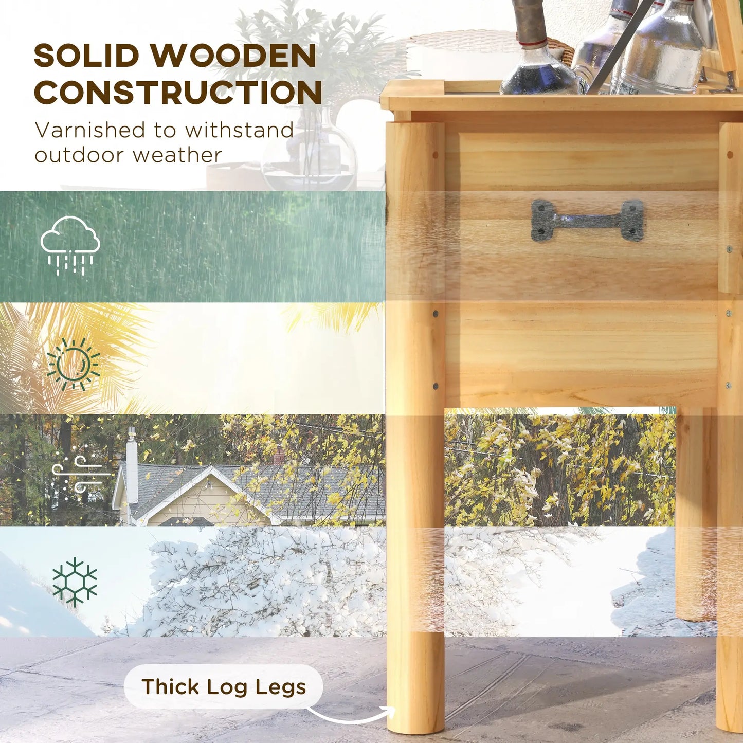 54-Qt Wooden Patio Cooler, Outdoor Table With Bottle Opener, Natural Cooler Boxes at Gallery Canada