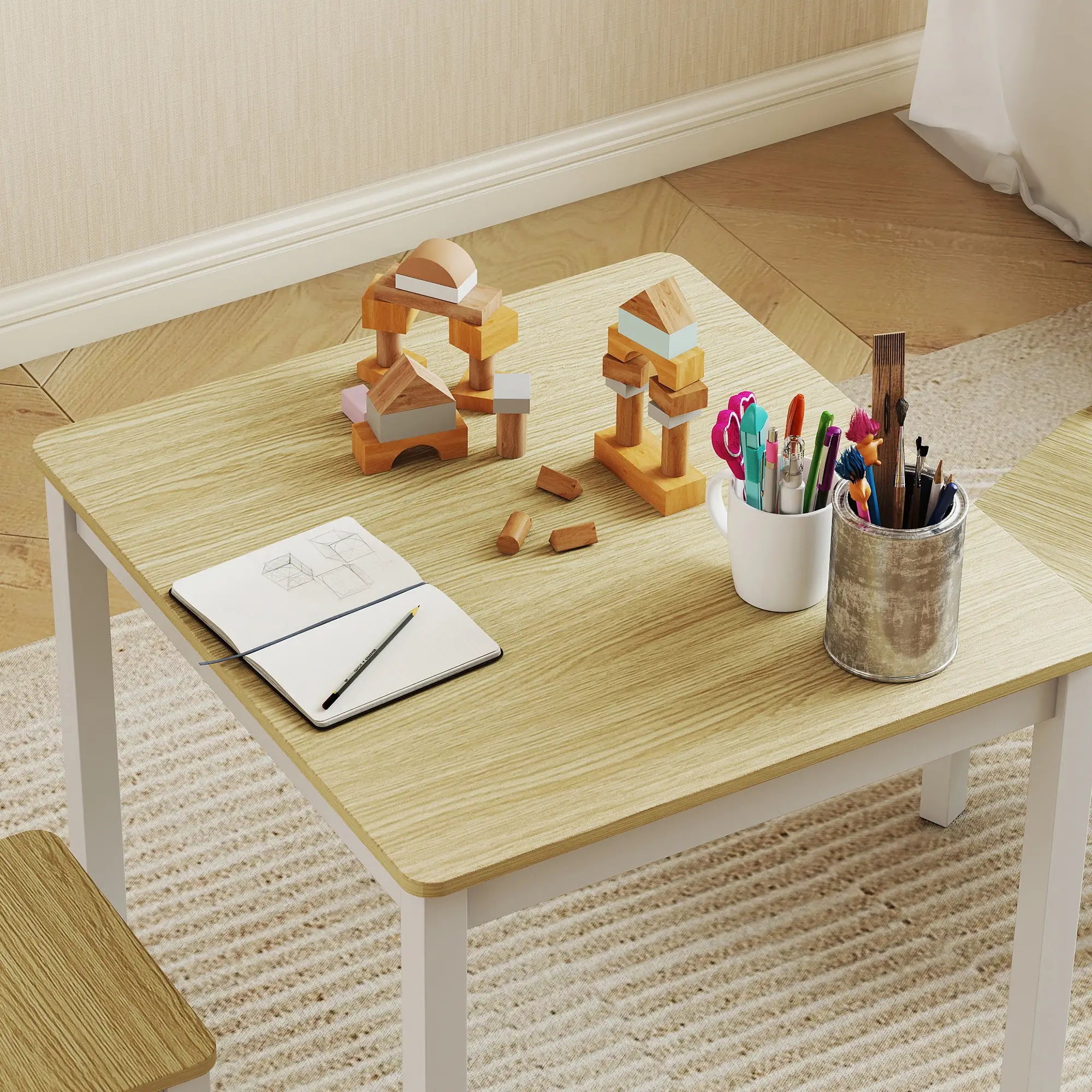 Kids Table And Chairs Set, Toddler Table And 2 Chair Set, Natural Kids Table Sets at Gallery Canada
