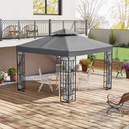 10'x10' Garden Gazebo, Portable Canopy, Mosquito Netting, Grey Gazebos at Gallery Canada