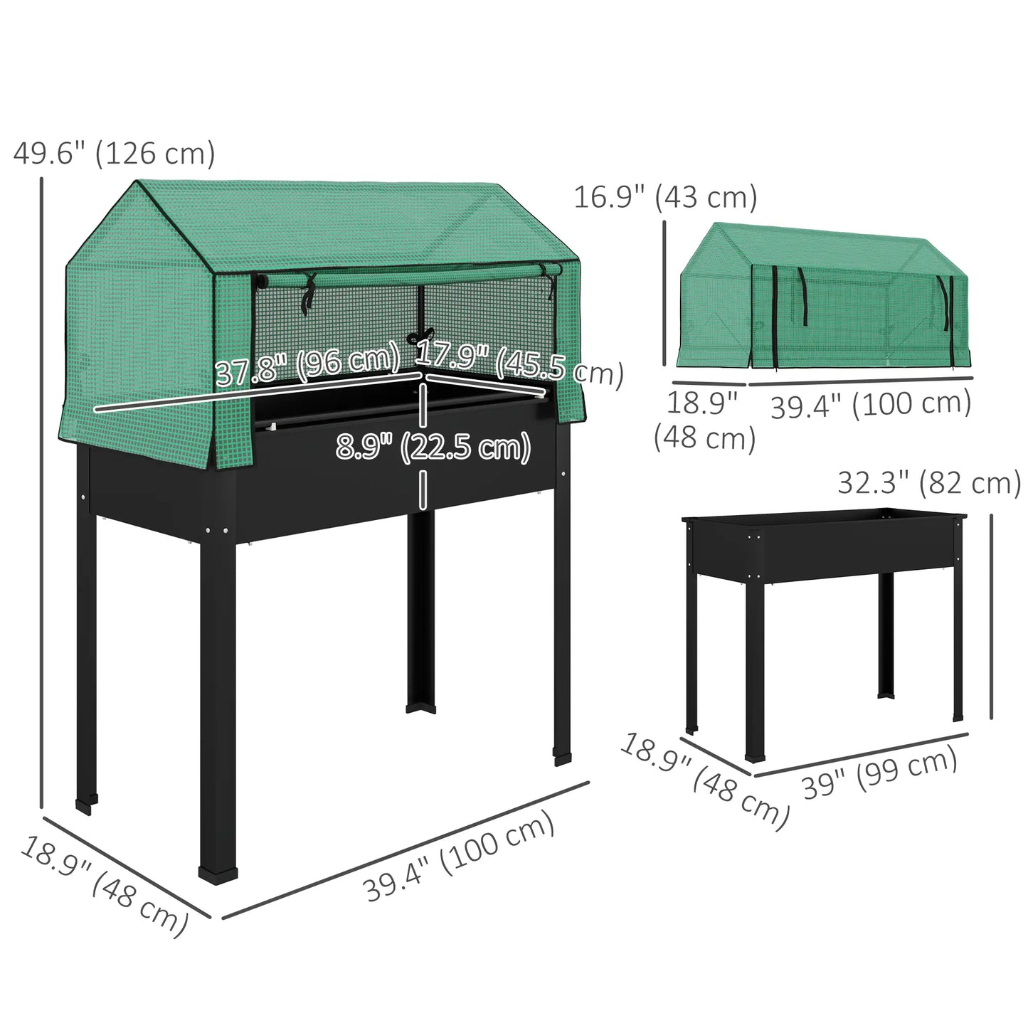 Raised Garden Bed Planter With PE Cover, Elevated Box With Drainage, Black Raised Garden Beds at Gallery Canada