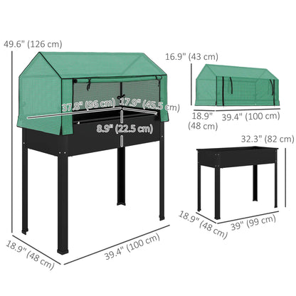 Raised Garden Bed Planter With PE Cover, Elevated Box With Drainage, Black Raised Garden Beds at Gallery Canada