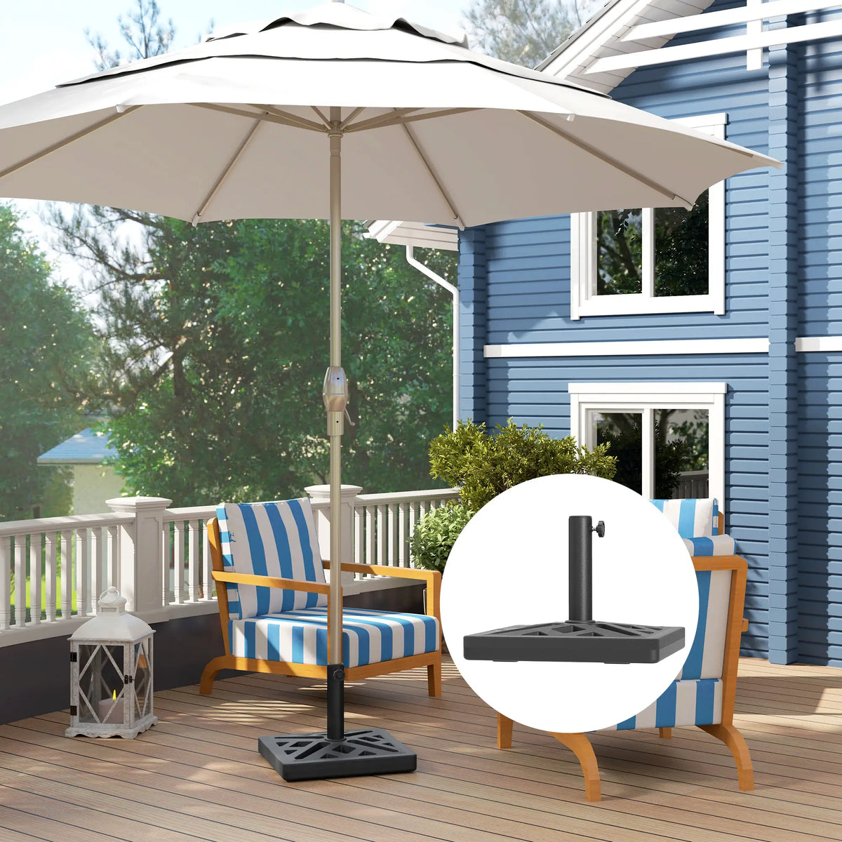 Umbrella Base, 33lbs HDPE Outdoor Stand with Cut-Out Design Umbrella Bases at Gallery Canada
