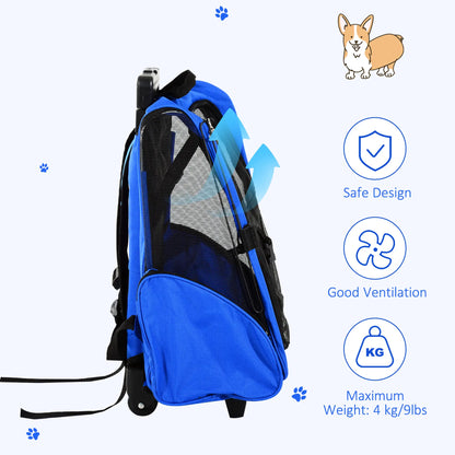 2-in-1 Pet Luggage Box Backpack Carrier, Rolling Wheel, Blue Dog Bike Trailers & Strollers at Gallery Canada