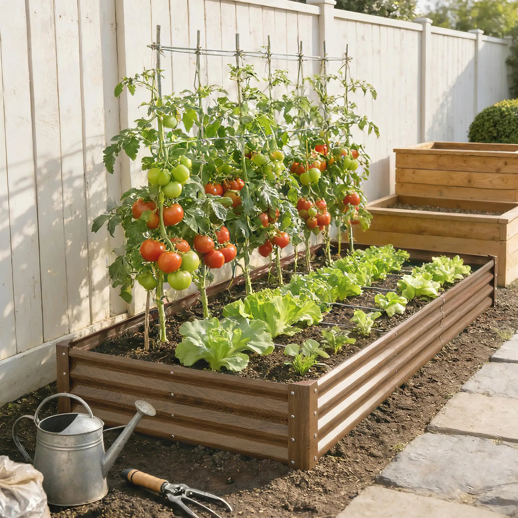 12 x 4 x 1ft Galvanized Raised Garden Bed, Distressed Brown Galvanized Planter Boxes at Gallery Canada