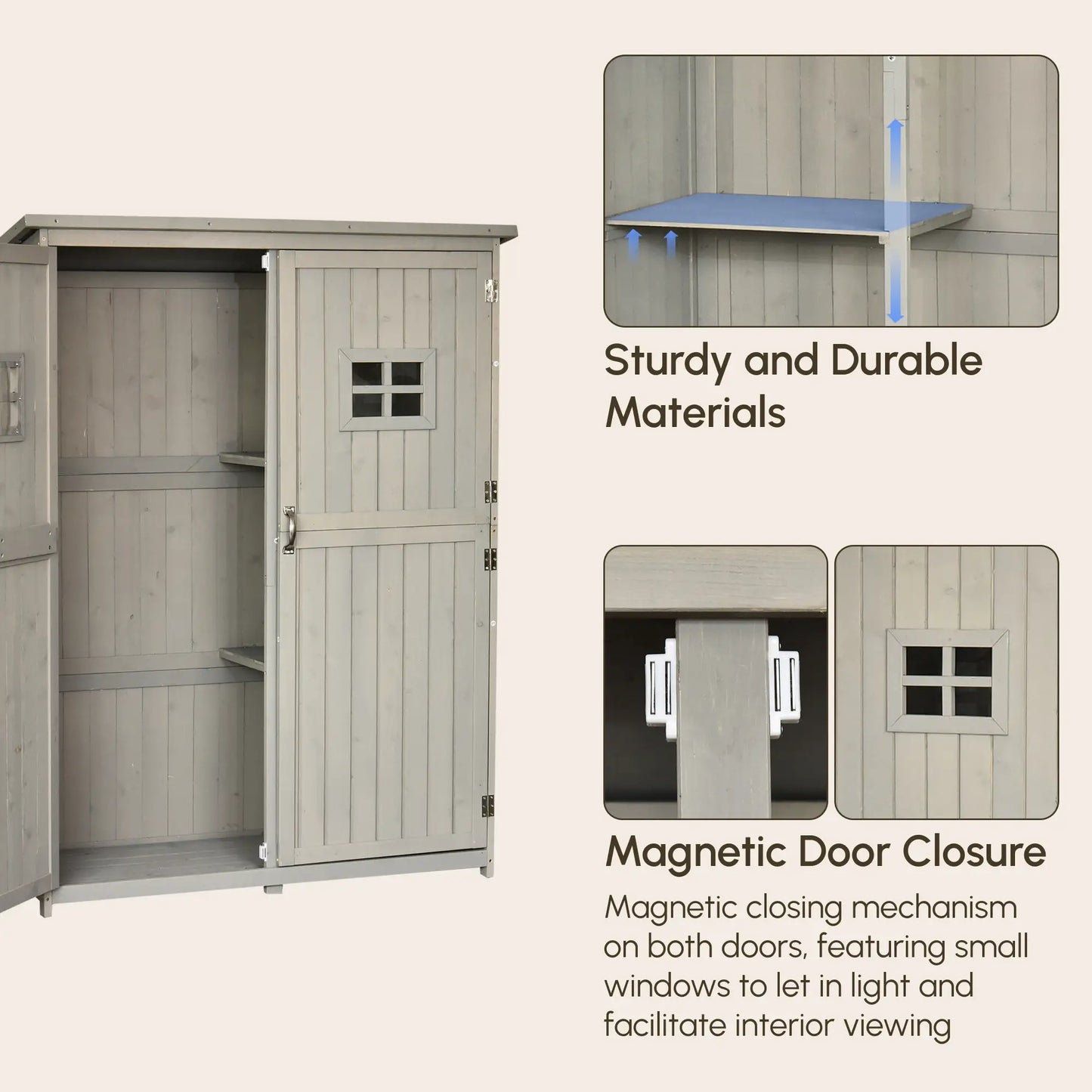 4x1.5ft Wooden Garden Storage Shed, Outdoor Tool Cabinet, Grey Sheds at Gallery Canada