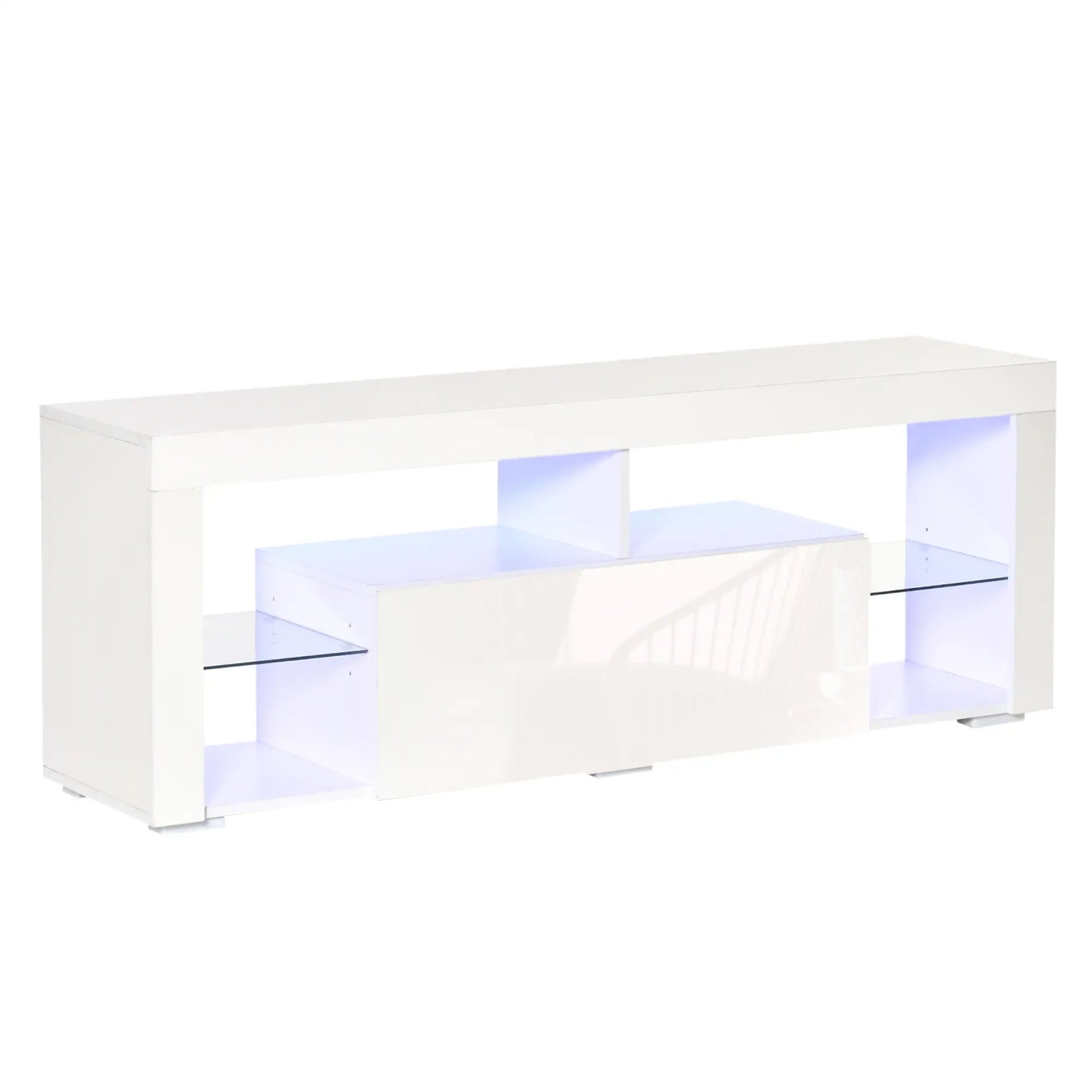 TV Stand for 55-Inch TVs, LED Lights, Remote Control, Storage Drawer, White TV Stands at Gallery Canada
