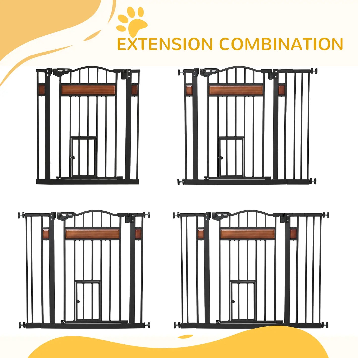 29.1''-41.3'' Extra Wide Dog Gate, Cat Door, Pressure Fit, Auto Close Houses, Kennels & Pens at Gallery Canada