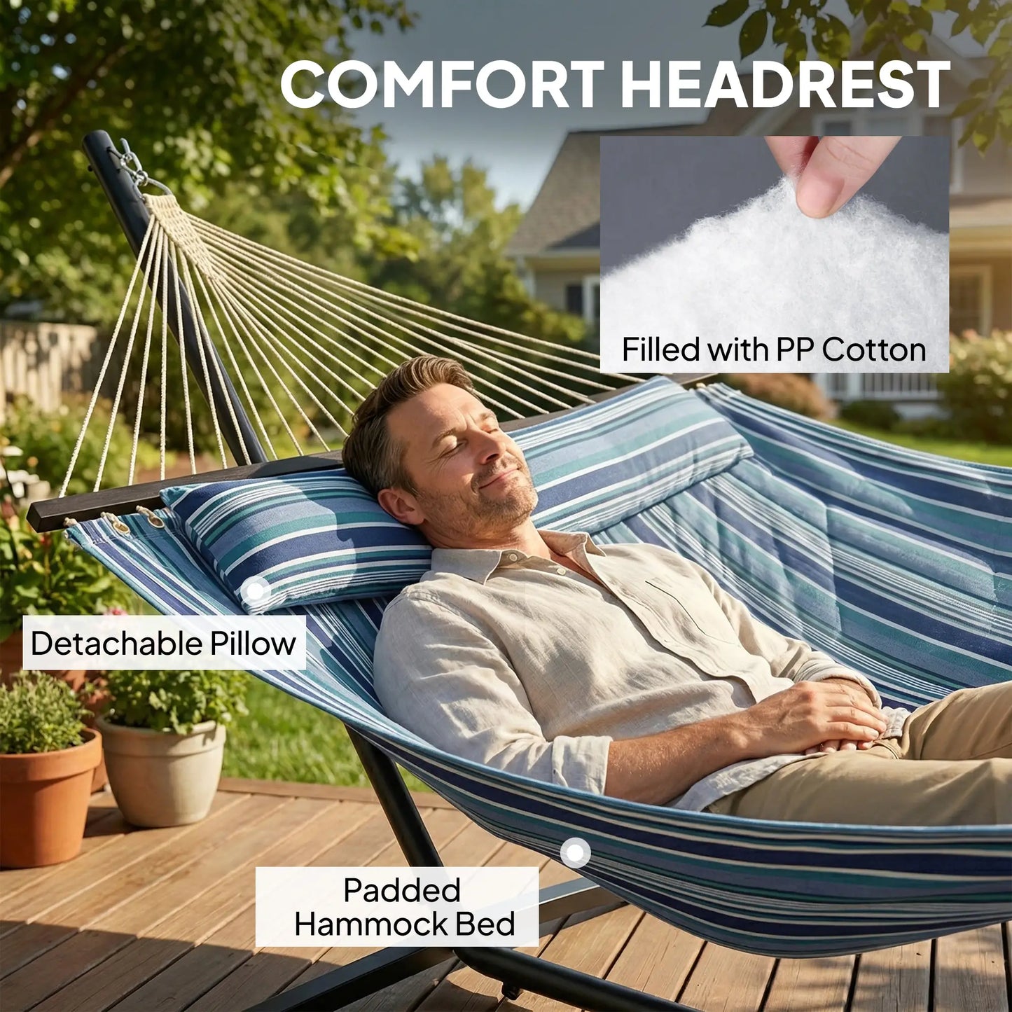 Heavy Duty Camping Hammock With Steel Frame, Blue And White Camping Hammocks at Gallery Canada