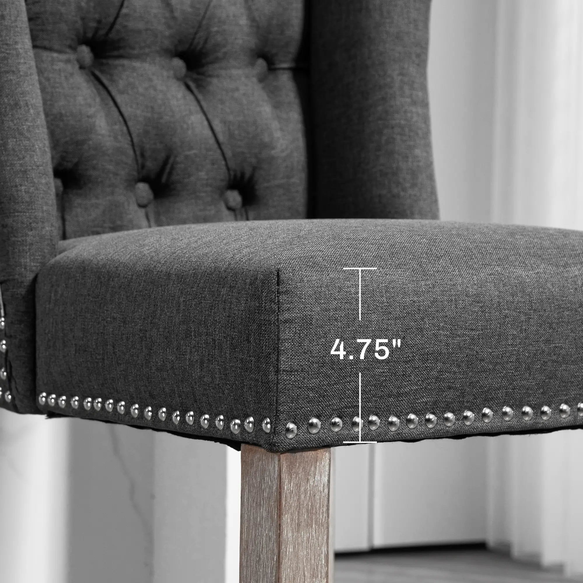 Counter Height Bar Stools Set of 2, Upholstered, Charcoal Grey Bar Stools at Gallery Canada