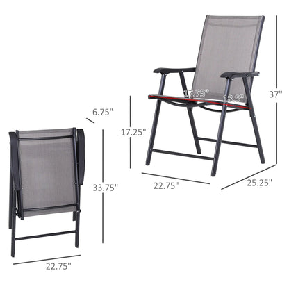 4-Piece Folding Chair Set, Outdoor Furniture with Armrests, Grey Patio Chairs at Gallery Canada