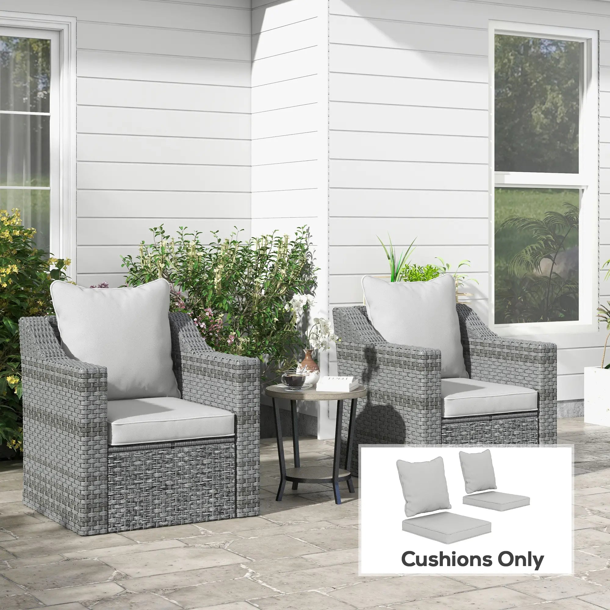 Seat Cushion Back Pillows Set of 2, Patio Chair Cushions, Light Grey, Grey Patio Chair Cushions at Gallery Canada
