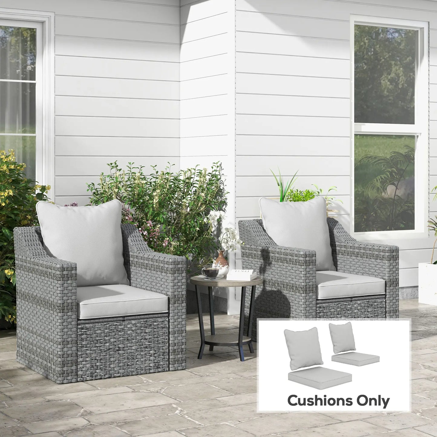 Seat Cushion Back Pillows Set of 2, Patio Chair Cushions, Light Grey, Grey Patio Chair Cushions at Gallery Canada