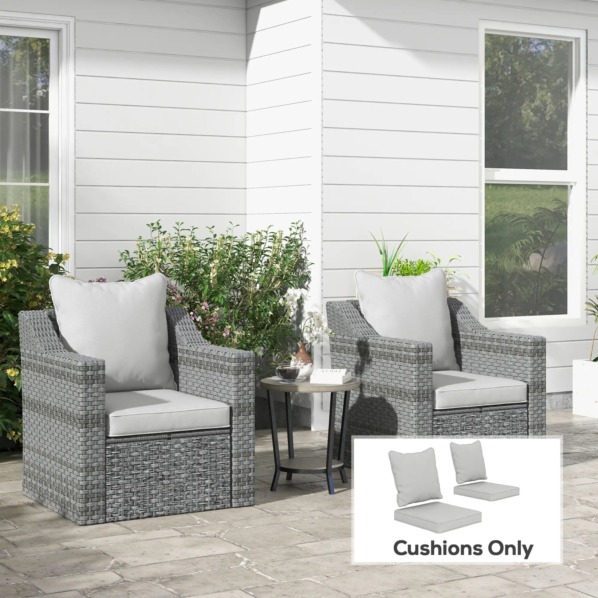 Seat Cushion Back Pillows Set of 2, Patio Chair Cushions, Light Grey, Grey Patio Chair Cushions at Gallery Canada