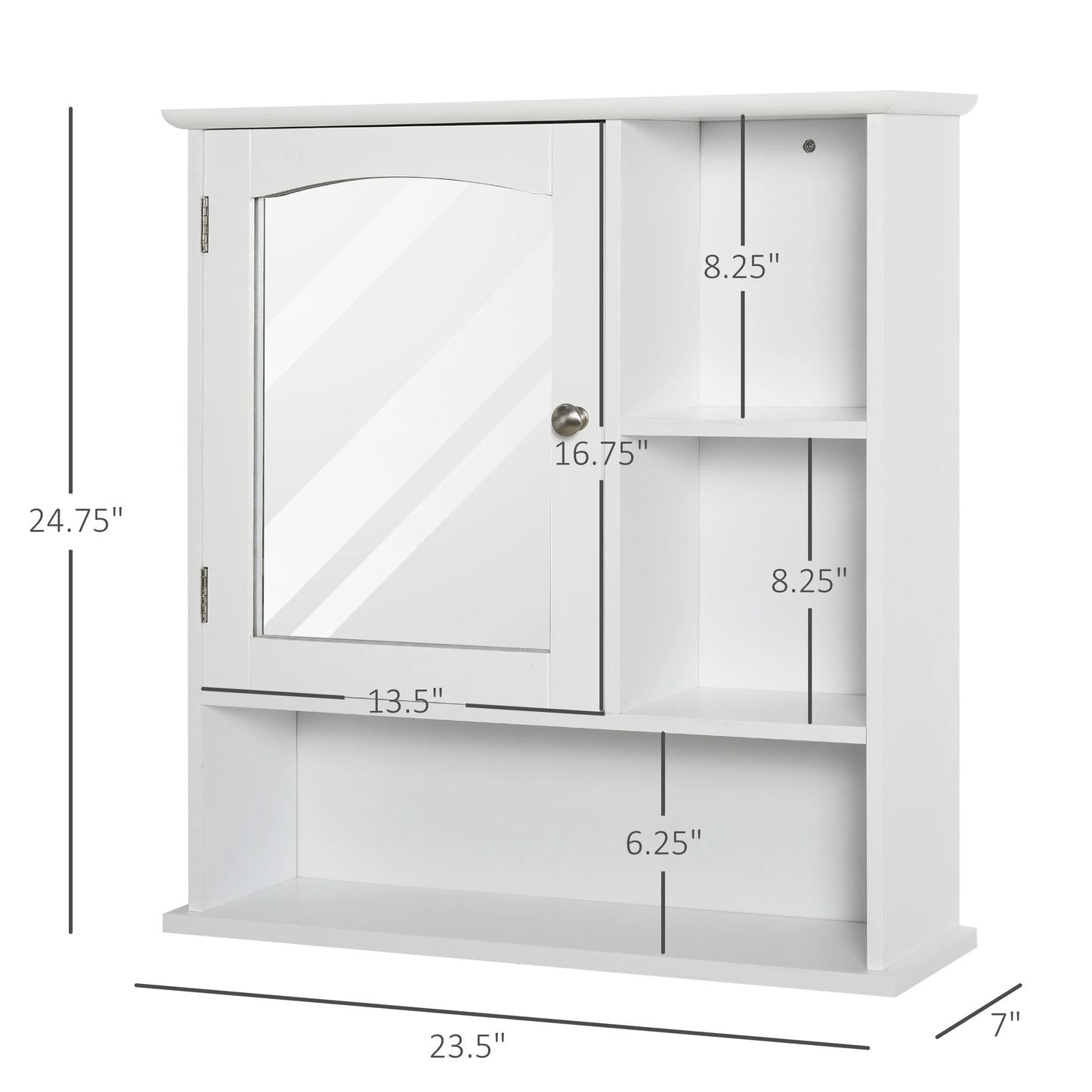 Wall-Mounted Medicine Cabinet, Bathroom Mirror with Shelves, White Mirror Medicine Cabinets at Gallery Canada