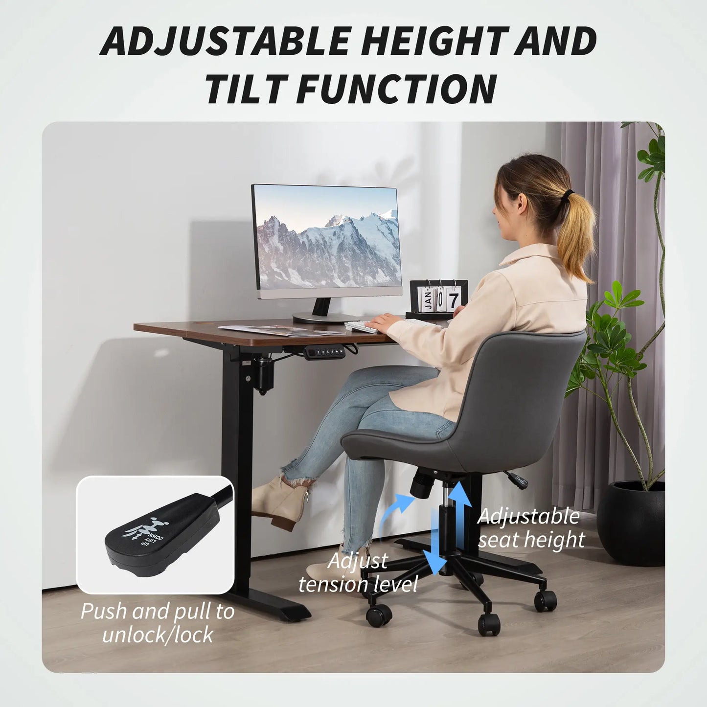 Armless Office Chair, 360° Swivel, Adjustable Height, Dark Grey Task Chairs at Gallery Canada