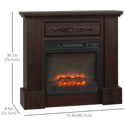 Electric Fireplace with Mantel, Freestanding Heater, 1400W, Brown Electric Fireplaces at Gallery Canada