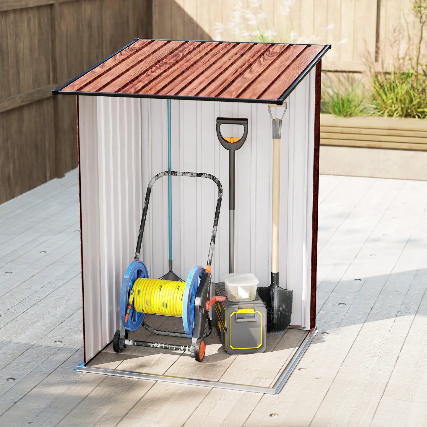 3.3' x 3.4' Lean-To Garden Storage Shed, Galvanized Steel Tool House, Teak Sheds at Gallery Canada