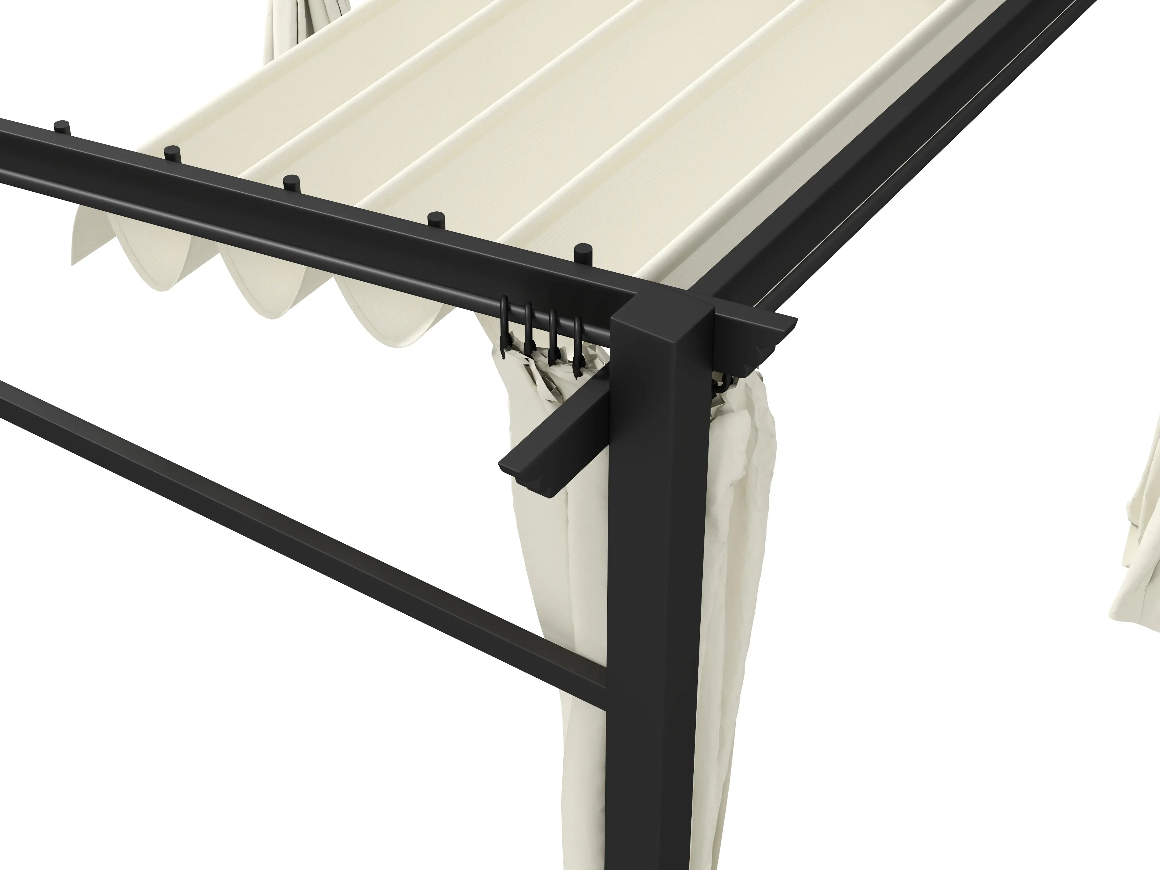 Metal Pergola, Sliding Roof Canopy, Retractable, 10' x 10', Beige Pergolas at Gallery Canada