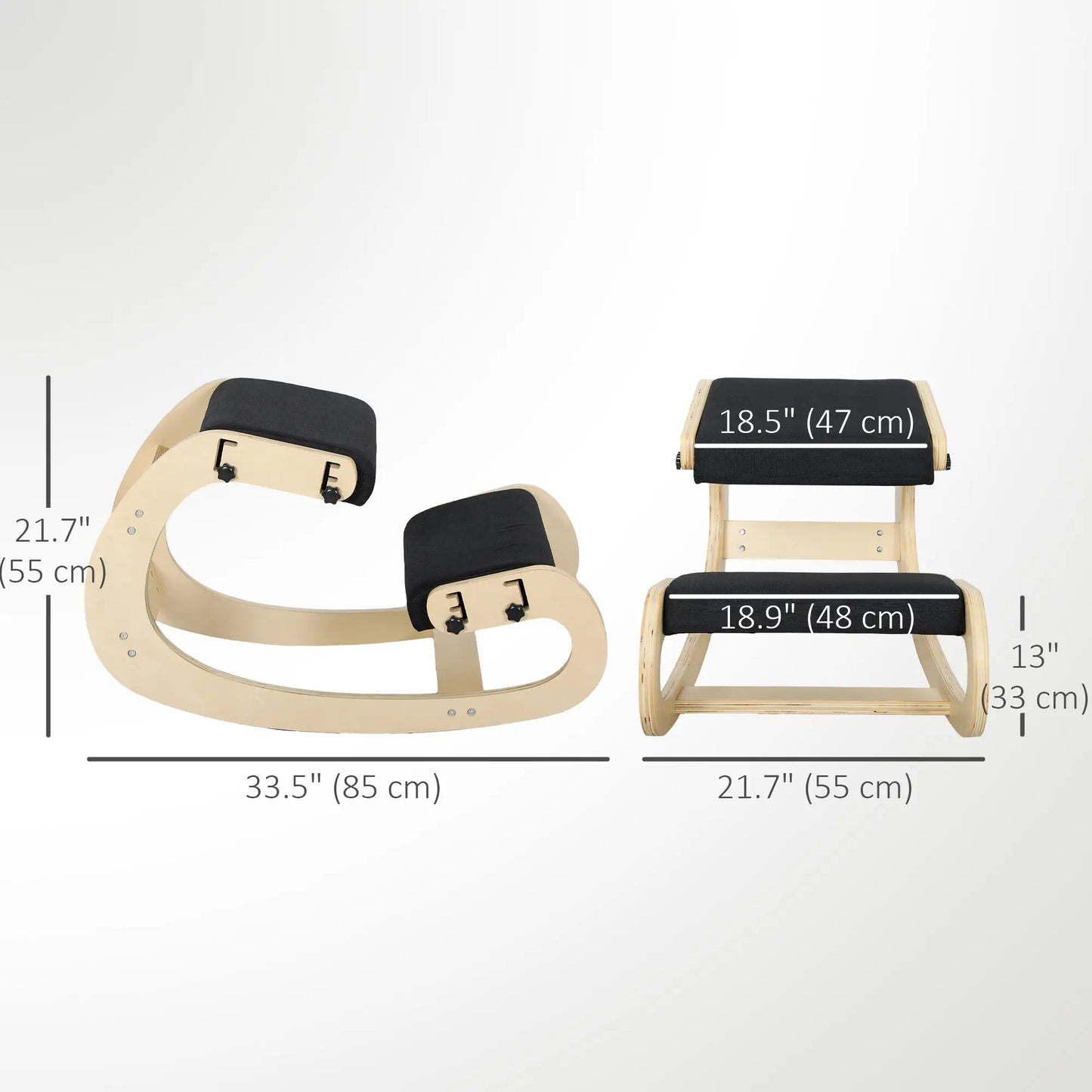 Adjustable Wood Kneeling Chair, Ergonomic Stool, Black Office Chairs at Gallery Canada