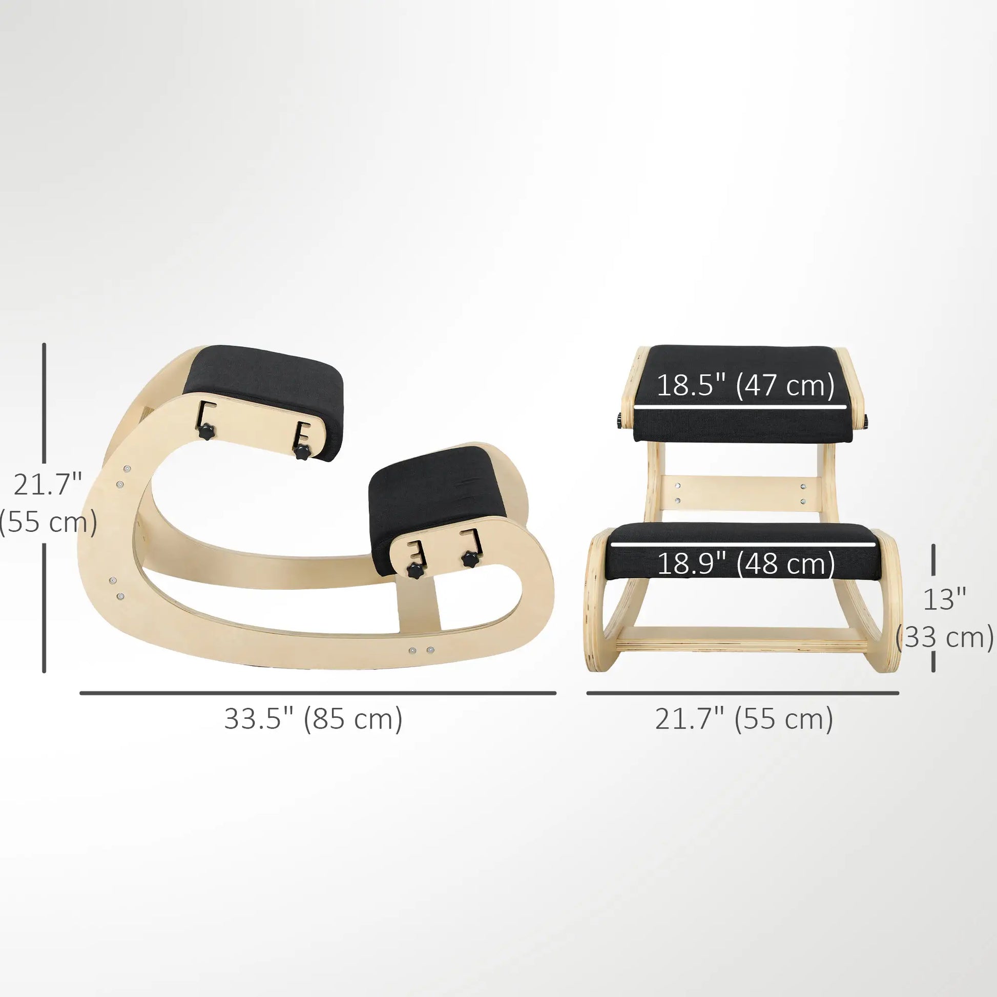Adjustable Wood Kneeling Chair, Ergonomic Stool, Black Office Chairs at Gallery Canada
