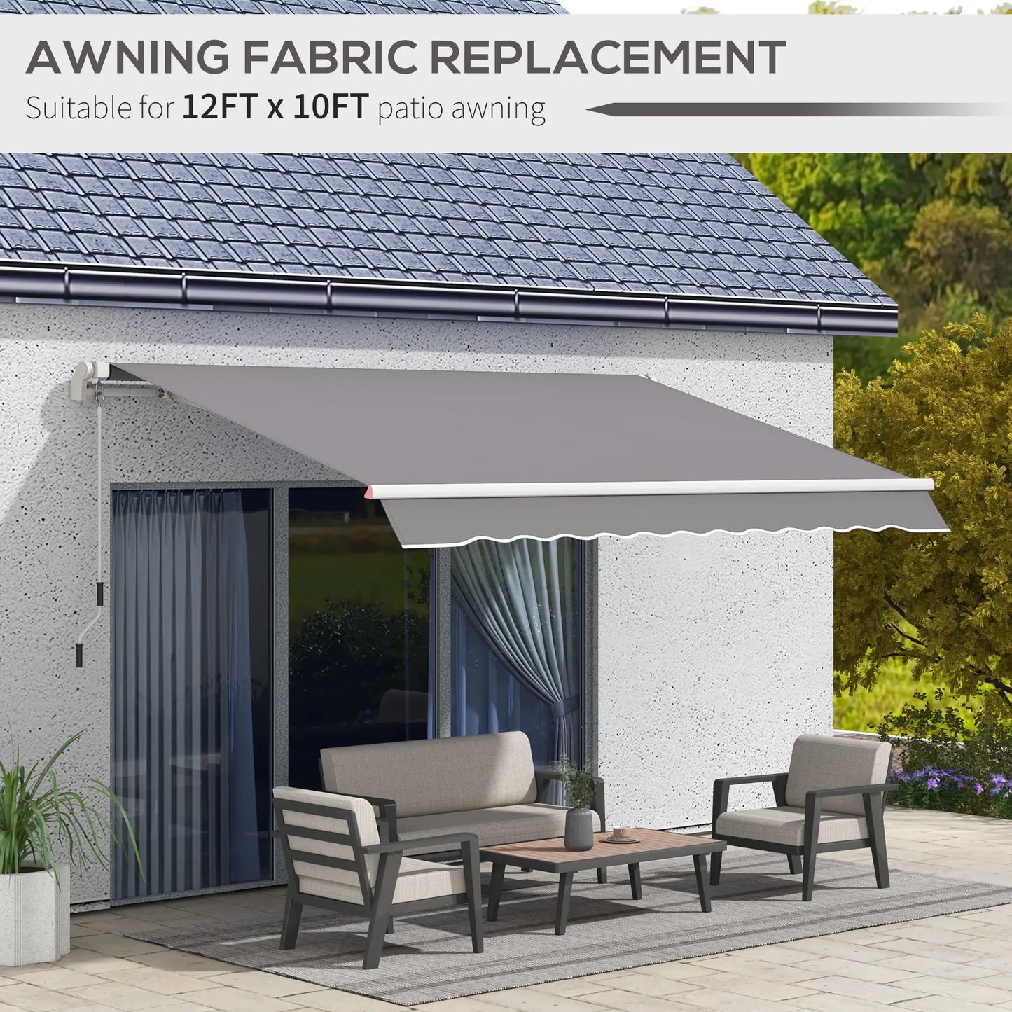11' x 10' Outdoor Sunshade Canopy, UV Protection, Light Grey Awning Fabric Replacement at Gallery Canada